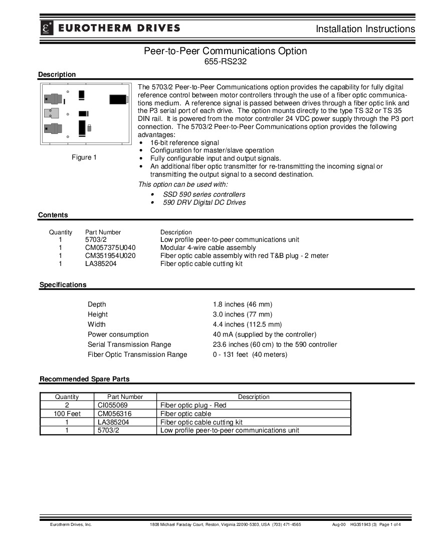 First Page Image of Installation Instructions 655-RS232.pdf